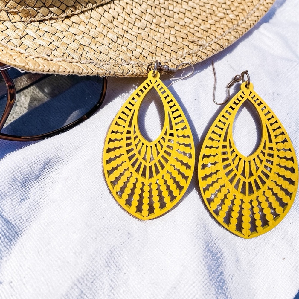 Large Yellow Teardrop Earrings